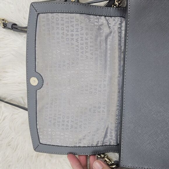 Kate Spade Laurel Way Haircalf Greer Crossbody Shoulder Bag Purse Smoky Gray - Picture 9 of 10